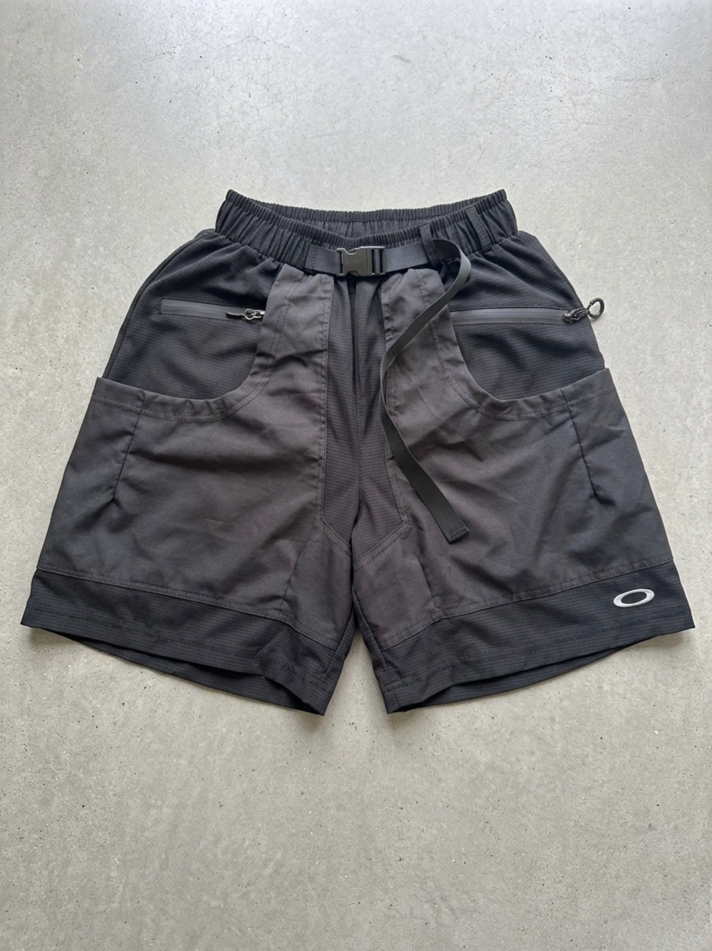 Oakley Black Athletic Utility Shorts with Integrated Belt